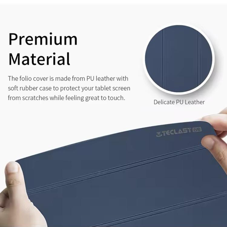 For Teclast P50AI  Anti-slip Texture Smart Tablet Leather Folio Case(Dark Blue)