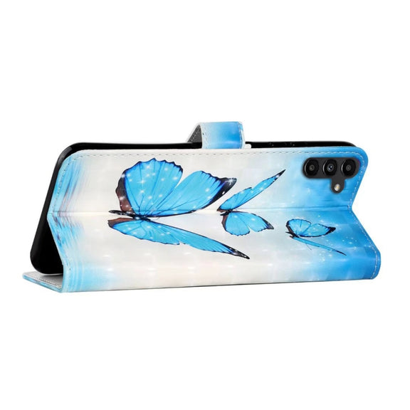 For Samsung Galaxy S25 5G Oil Embossed 3D Drawing Leather Phone Case(3 Butterflies)