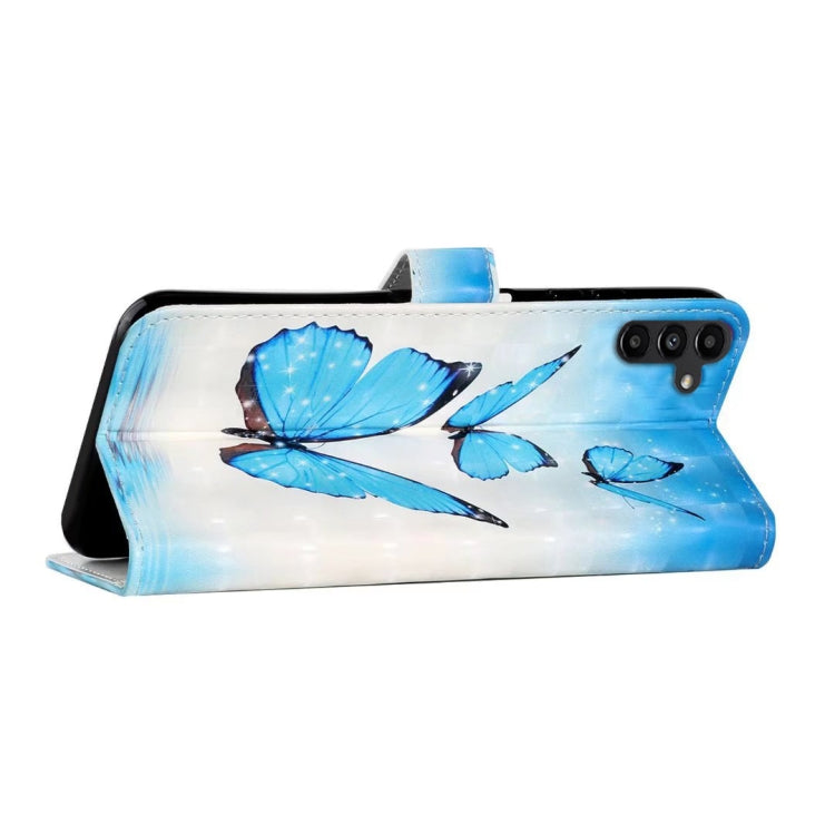 For Samsung Galaxy S25 5G Oil Embossed 3D Drawing Leather Phone Case(3 Butterflies)