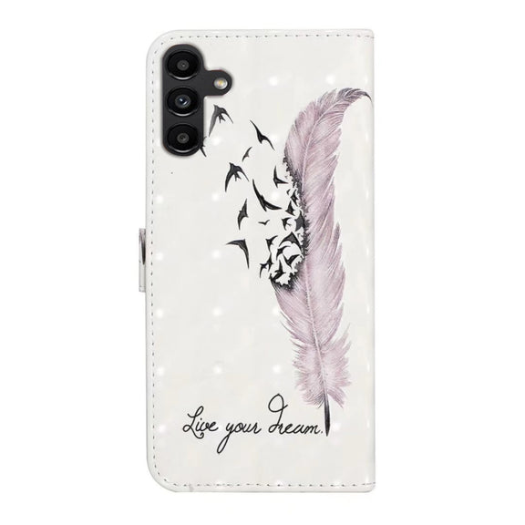 For Samsung Galaxy S25 5G Oil Embossed 3D Drawing Leather Phone Case(Feather)