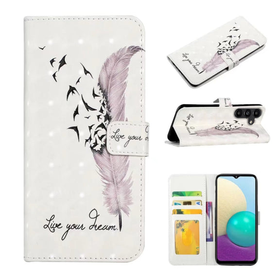 For Samsung Galaxy S25 5G Oil Embossed 3D Drawing Leather Phone Case(Feather)