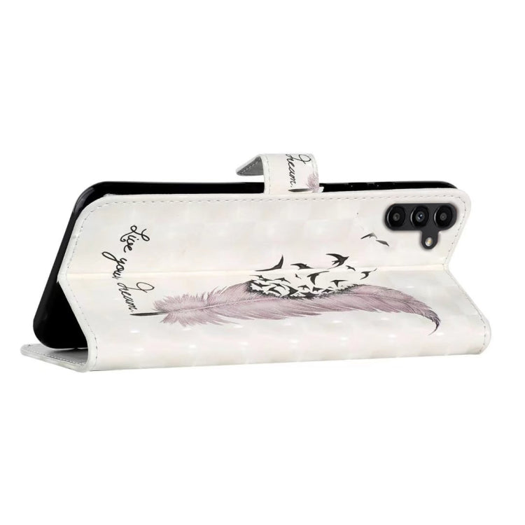 For Samsung Galaxy S25 5G Oil Embossed 3D Drawing Leather Phone Case(Feather)
