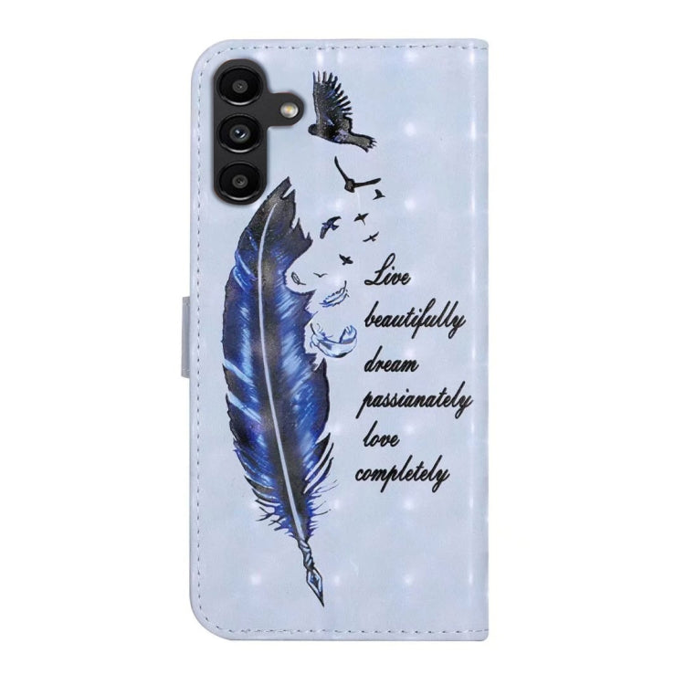For Samsung Galaxy S25 5G Oil Embossed 3D Drawing Leather Phone Case(Blue Feather) - free shipping - PMC TechLife - Order now!
