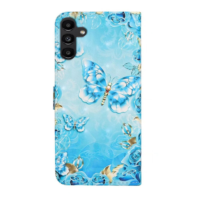 For Samsung Galaxy S25+ 5G Oil Embossed 3D Drawing Leather Phone Case(Blue Butterflies)