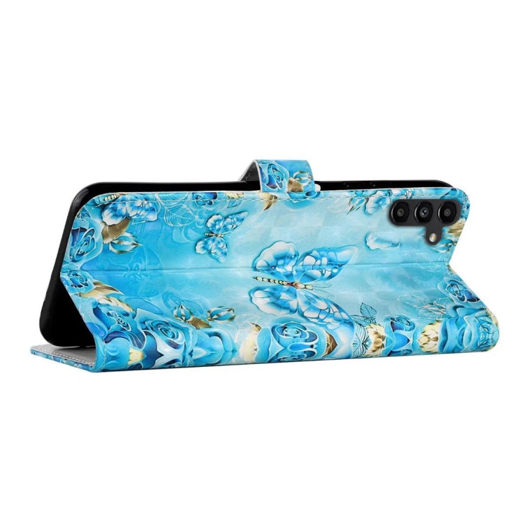 For Samsung Galaxy S25+ 5G Oil Embossed 3D Drawing Leather Phone Case(Blue Butterflies)
