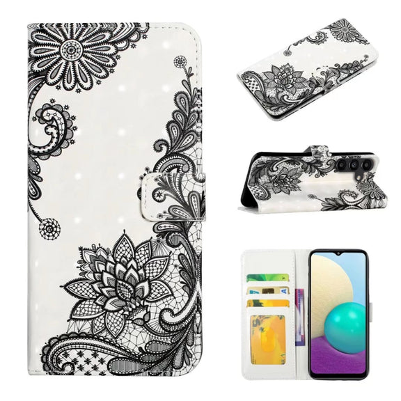 For Samsung Galaxy S25+ 5G Oil Embossed 3D Drawing Leather Phone Case(Lace Flower)
