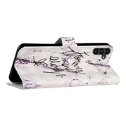 For Samsung Galaxy S25+ 5G Oil Embossed 3D Drawing Leather Phone Case(Words Marble)
