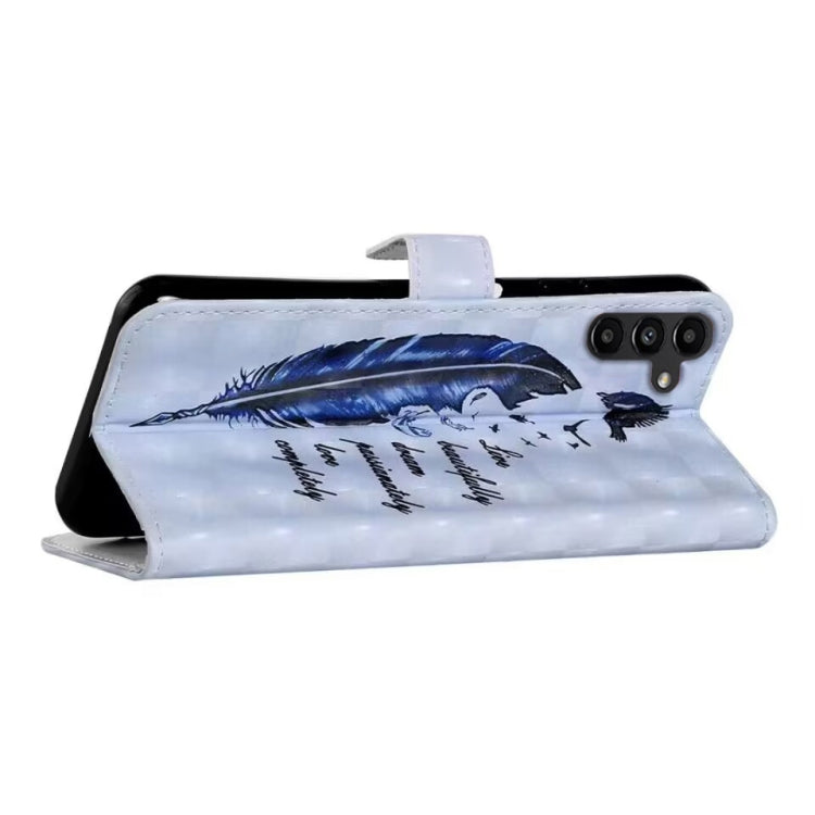 For Samsung Galaxy S25+ 5G Oil Embossed 3D Drawing Leather Phone Case(Blue Feather) - Galaxy S25+ 5G Cases by PMC TechLife | Online Shopping South Africa | PMC TechLife | Buy Now Pay Later Mobicred