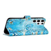 For Samsung Galaxy S25 Ultra 5G Oil Embossed 3D Drawing Leather Phone Case(Blue Butterflies)
