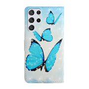 For Samsung Galaxy S25 Ultra 5G Oil Embossed 3D Drawing Leather Phone Case(3 Butterflies)
