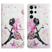 For Samsung Galaxy S25 Ultra 5G Oil Embossed 3D Drawing Leather Phone Case(Flower Fairy)