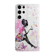 For Samsung Galaxy S25 Ultra 5G Oil Embossed 3D Drawing Leather Phone Case(Flower Fairy)