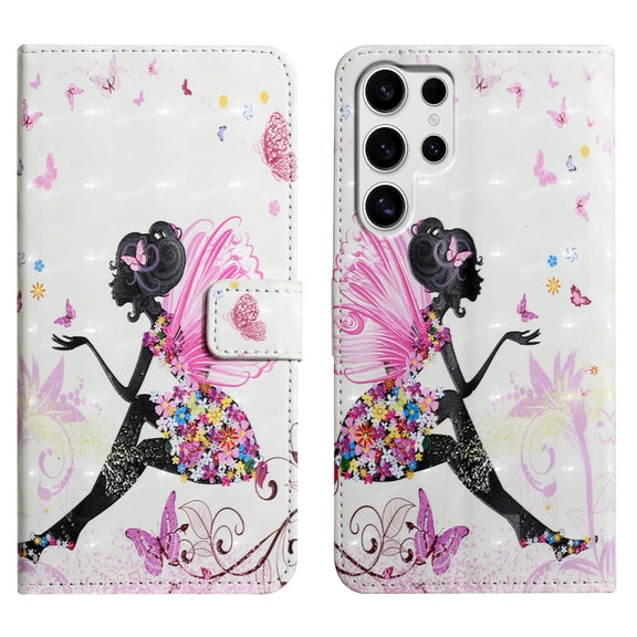 For Samsung Galaxy S25 Ultra 5G Oil Embossed 3D Drawing Leather Phone Case(Flower Fairy)