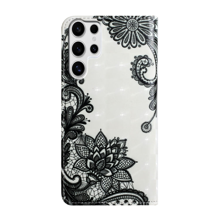 For Samsung Galaxy S25 Ultra 5G Oil Embossed 3D Drawing Leather Phone Case(Lace Flower)