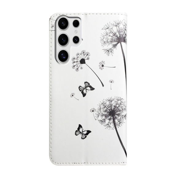 For Samsung Galaxy S25 Ultra 5G Oil Embossed 3D Drawing Leather Phone Case(Couple Dandelion)