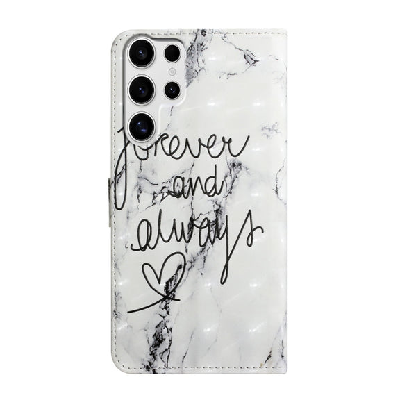 For Samsung Galaxy S25 Ultra 5G Oil Embossed 3D Drawing Leather Phone Case(Words Marble)