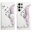 For Samsung Galaxy S25 Ultra 5G Oil Embossed 3D Drawing Leather Phone Case(Feather) - Galaxy S25 Ultra 5G Cases by PMC TechLife | Online Shopping South Africa | PMC TechLife | Buy Now Pay Later Mobicred