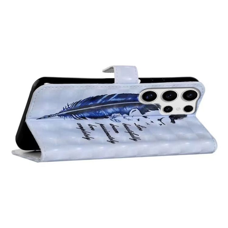 For Samsung Galaxy S25 Ultra 5G Oil Embossed 3D Drawing Leather Phone Case(Blue Feather) - Galaxy S25 Ultra 5G Cases by PMC TechLife | Online Shopping South Africa | PMC TechLife | Buy Now Pay Later Mobicred