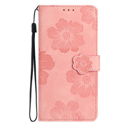 For Samsung Galaxy S25 5G Flower Embossing Pattern Leather Phone Case(Pink)