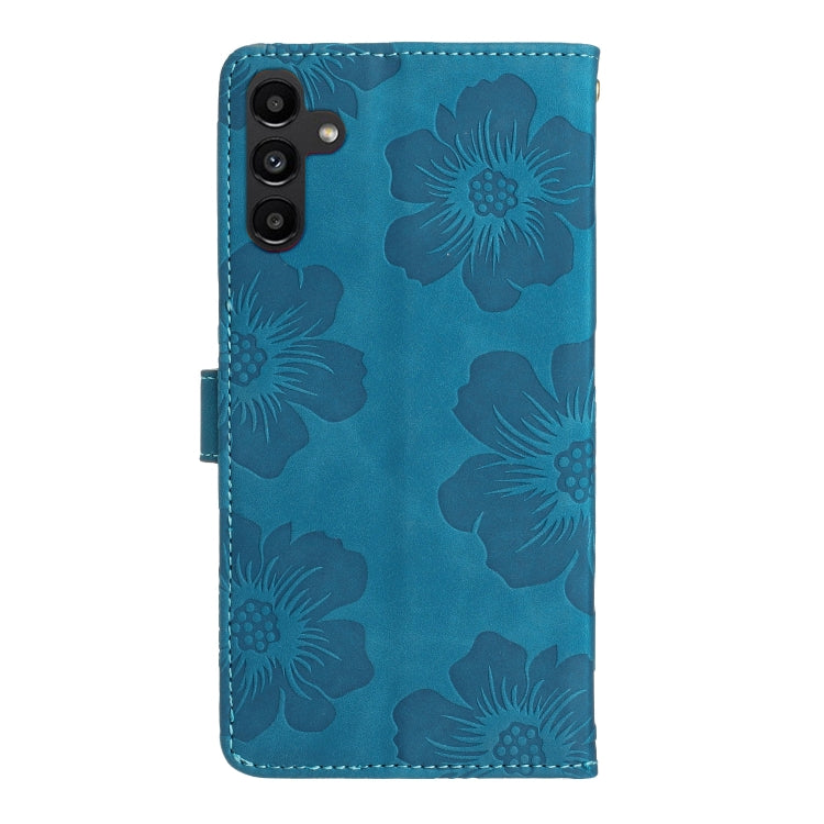 For Samsung Galaxy S25+ 5G Flower Embossing Pattern Leather Phone Case(Blue) - Galaxy S25+ 5G Cases by PMC Jewellery | Online Shopping South Africa | PMC Jewellery | Buy Now Pay Later Mobicred