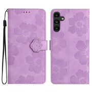 For Samsung Galaxy S25+ 5G Flower Embossing Pattern Leather Phone Case(Purple)