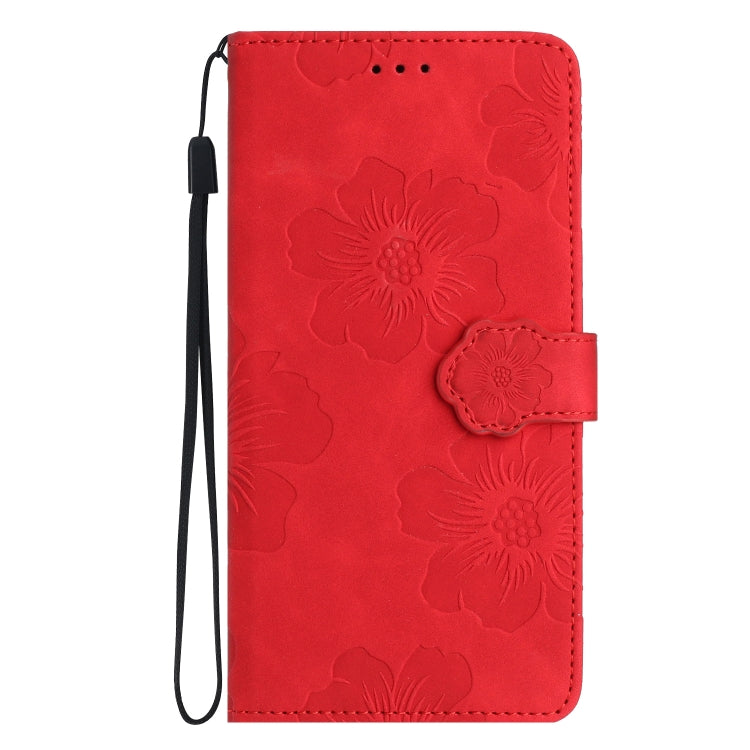 For Samsung Galaxy S25+ 5G Flower Embossing Pattern Leather Phone Case(Red)