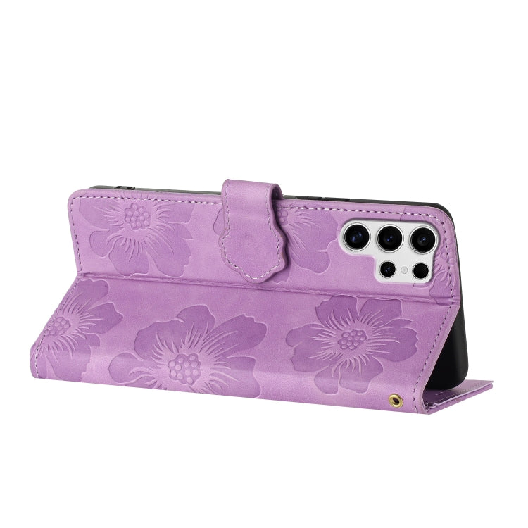 For Samsung Galaxy S25 Ultra 5G Flower Embossing Pattern Leather Phone Case(Purple) - Galaxy S25 Ultra 5G Cases by PMC Jewellery | Online Shopping South Africa | PMC Jewellery | Buy Now Pay Later Mobicred