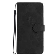 For Samsung Galaxy S25 Ultra 5G Flower Embossing Pattern Leather Phone Case(Black)