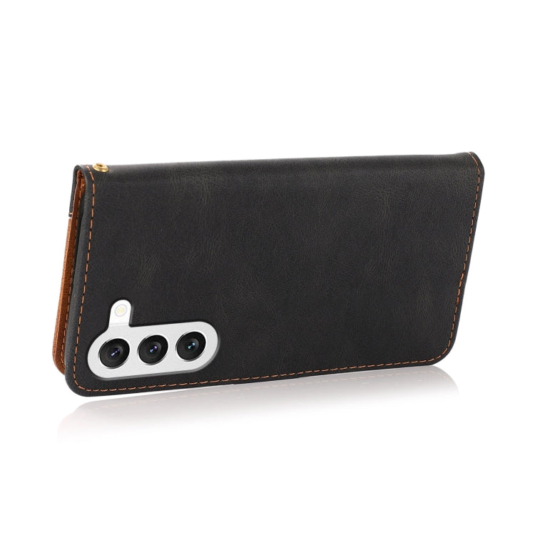 For Samsung Galaxy S25 5G Dual-color Stitching Leather Phone Case(Black Brown) - Galaxy S25 5G Cases by PMC Jewellery | Online Shopping South Africa | PMC Jewellery | Buy Now Pay Later Mobicred