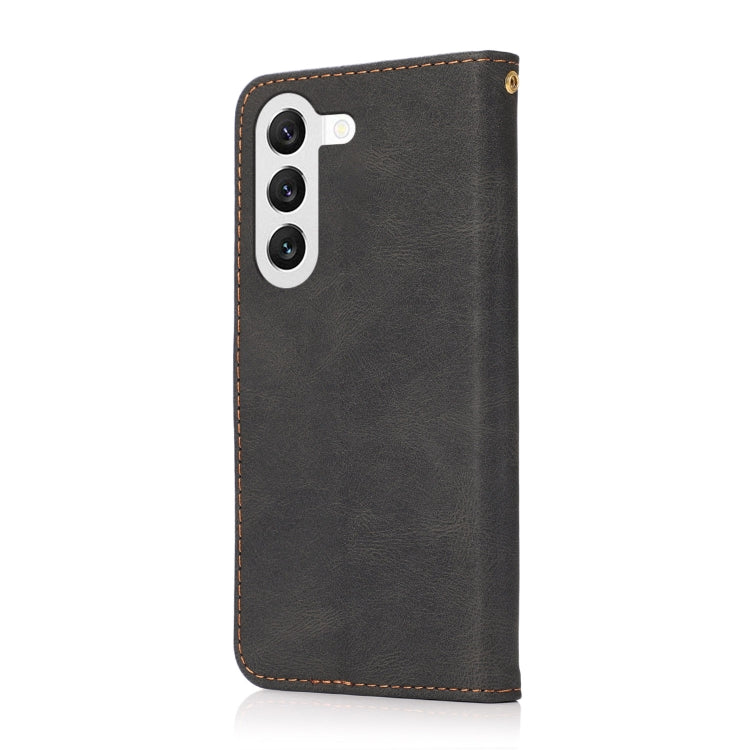 For Samsung Galaxy S25+ 5G Dual-color Stitching Leather Phone Case(Black Brown)