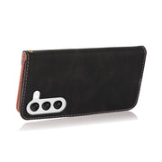 For Samsung Galaxy S25+ 5G Dual-color Stitching Leather Phone Case(Black Rose Gold)
