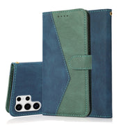 For Samsung Galaxy S25 Ultra 5G Dual-color Stitching Leather Phone Case(Blue Green)