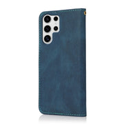 For Samsung Galaxy S25 Ultra 5G Dual-color Stitching Leather Phone Case(Blue Green)
