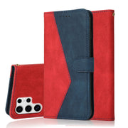 For Samsung Galaxy S25 Ultra 5G Dual-color Stitching Leather Phone Case(Red Blue)