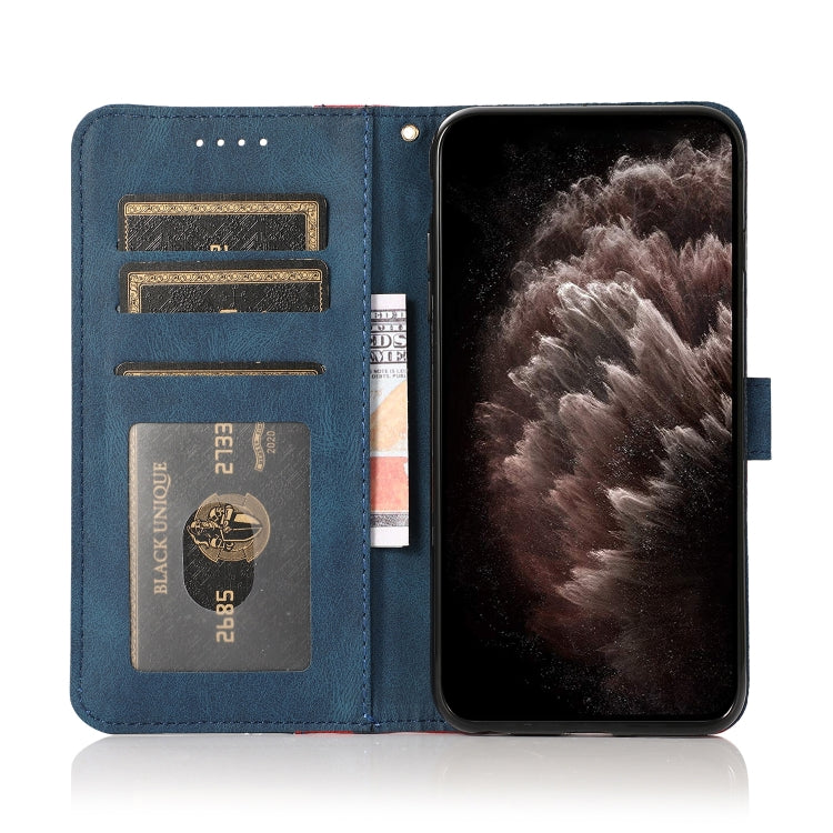 For Samsung Galaxy S25 Ultra 5G Dual-color Stitching Leather Phone Case(Red Blue)