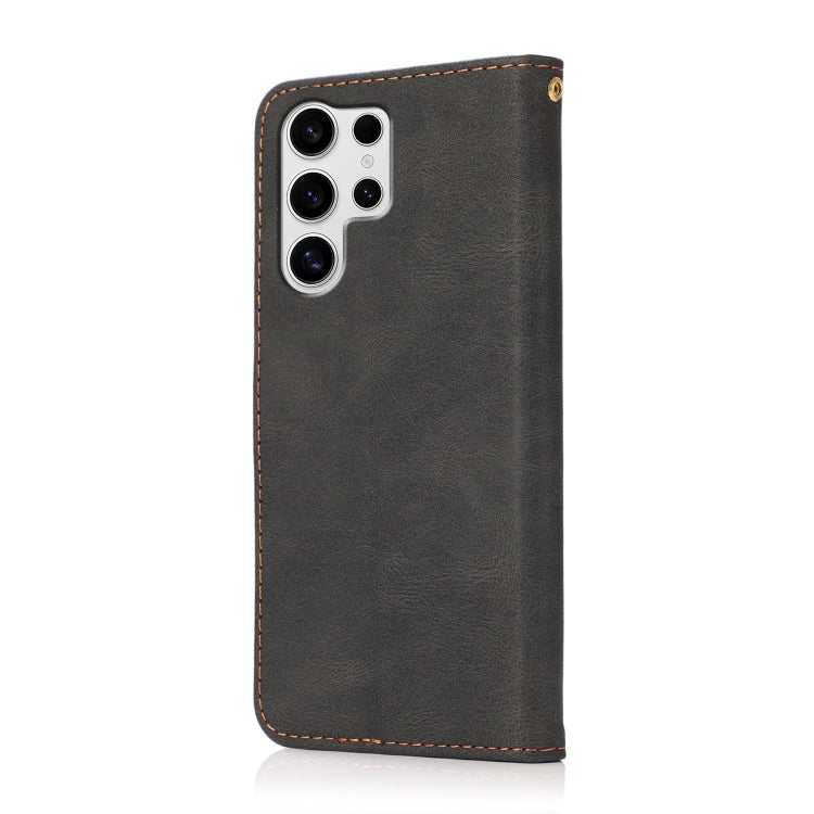 For Samsung Galaxy S25 Ultra 5G Dual-color Stitching Leather Phone Case(Black Brown)