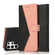 For Samsung Galaxy S25 Ultra 5G Dual-color Stitching Leather Phone Case(Black Rose Gold)