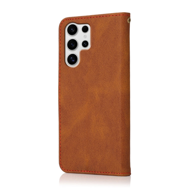 For Samsung Galaxy S25 Ultra 5G Dual-color Stitching Leather Phone Case(Brown Red) - Galaxy S25 Ultra 5G Cases by PMC TechLife | Online Shopping South Africa | PMC TechLife | Buy Now Pay Later Mobicred