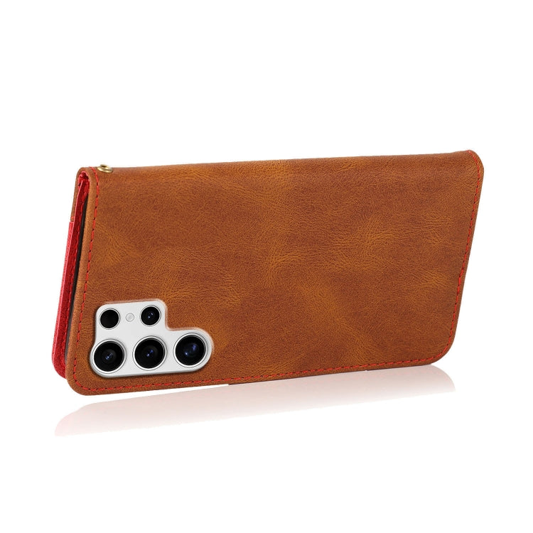For Samsung Galaxy S25 Ultra 5G Dual-color Stitching Leather Phone Case(Brown Red) - Galaxy S25 Ultra 5G Cases by PMC TechLife | Online Shopping South Africa | PMC TechLife | Buy Now Pay Later Mobicred