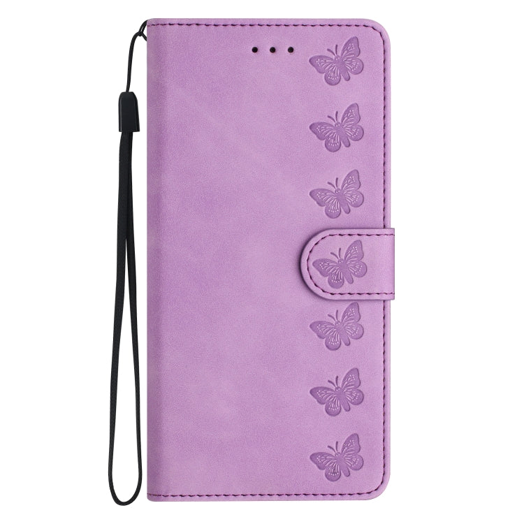 For Samsung Galaxy S25 5G Seven Butterflies Embossed Leather Phone Case(Purple) - Galaxy S25 5G Cases by PMC Jewellery | Online Shopping South Africa | PMC Jewellery | Buy Now Pay Later Mobicred
