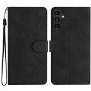For Samsung Galaxy S25 5G Seven Butterflies Embossed Leather Phone Case(Black)