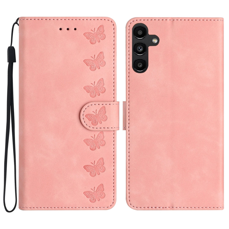 For Samsung Galaxy S25+ 5G Seven Butterflies Embossed Leather Phone Case(Pink) - Galaxy S25+ 5G Cases by PMC Jewellery | Online Shopping South Africa | PMC Jewellery | Buy Now Pay Later Mobicred