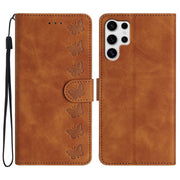 For Samsung Galaxy S25 Ultra 5G Seven Butterflies Embossed Leather Phone Case(Brown)