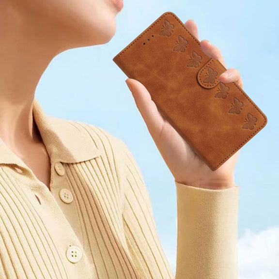 For Samsung Galaxy S25 Ultra 5G Seven Butterflies Embossed Leather Phone Case(Brown)