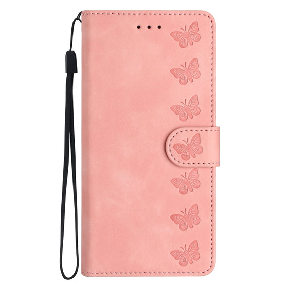 For Samsung Galaxy S25 Ultra 5G Seven Butterflies Embossed Leather Phone Case(Pink)