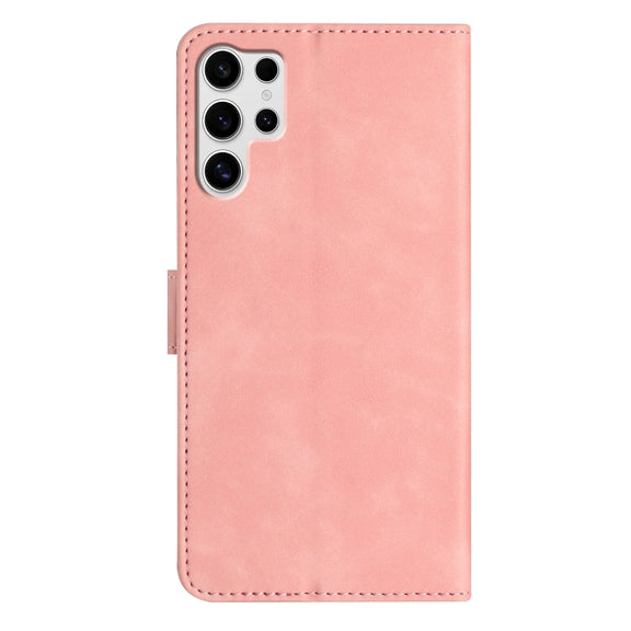 For Samsung Galaxy S25 Ultra 5G Seven Butterflies Embossed Leather Phone Case(Pink)