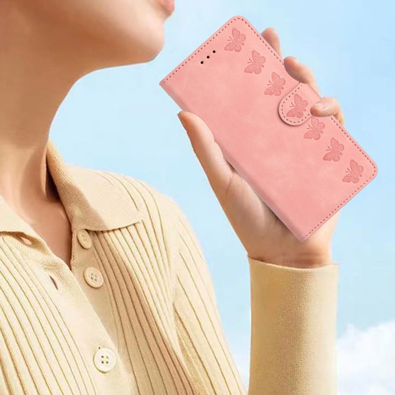 For Samsung Galaxy S25 Ultra 5G Seven Butterflies Embossed Leather Phone Case(Pink)