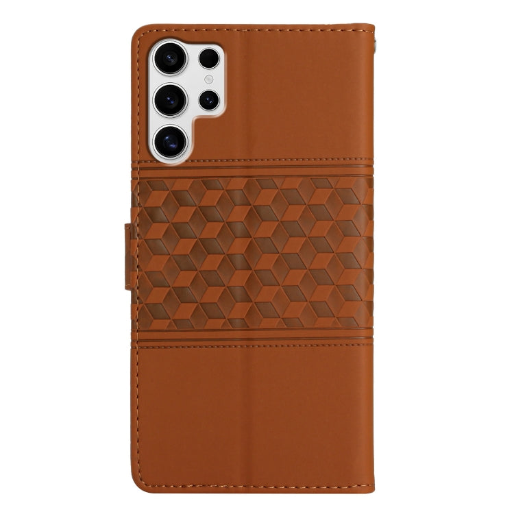 For Samsung Galaxy S25 Ultra 5G Diamond Embossed Skin Feel Leather Phone Case(Brown) - Galaxy S25 Ultra 5G Cases by PMC Jewellery | Online Shopping South Africa | PMC Jewellery | Buy Now Pay Later Mobicred