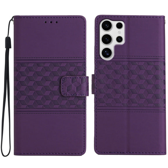 For Samsung Galaxy S25 Ultra 5G Diamond Embossed Skin Feel Leather Phone Case(Purple)