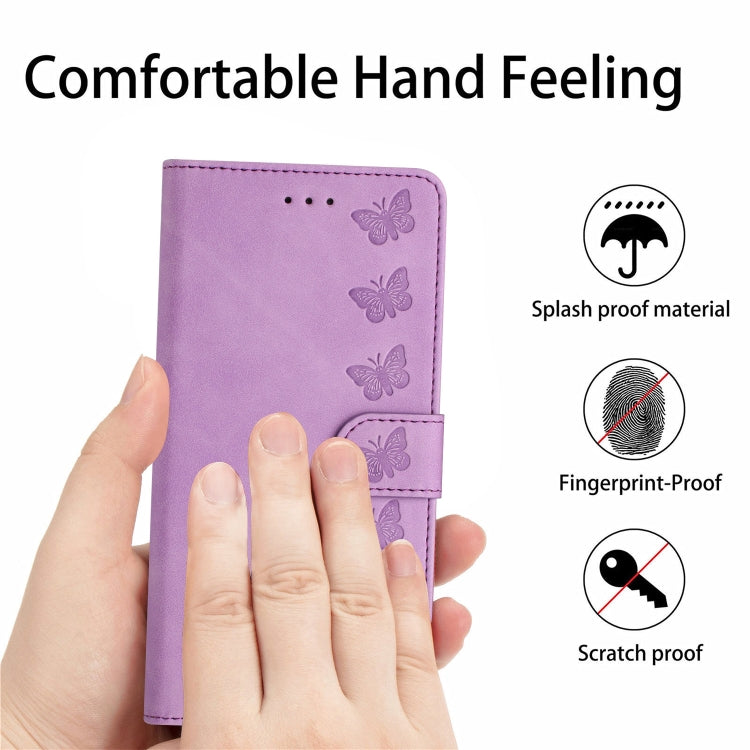 For Samsung Galaxy S25 5G Flower Butterfly Embossing Pattern Leather Phone Case(Purple)